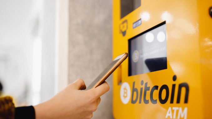 ATM machine for payment by Bitcoin cryptocurrency